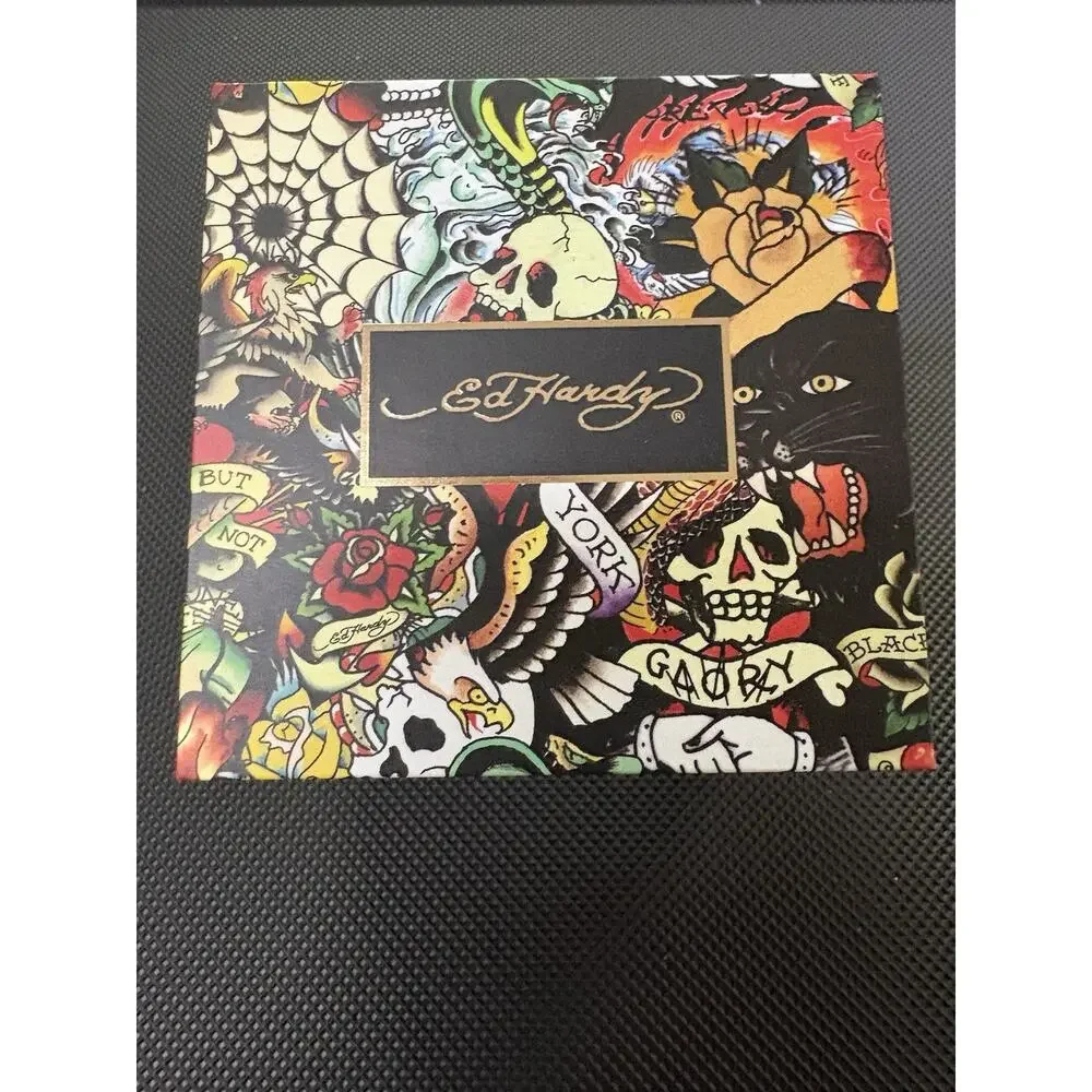 Ed Hardy York Men's Quartz Analog Watch Gold Tone Case Black Rubber Strap w/ Box